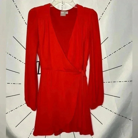 ASOS Red Mini Wrap Dress with Blouson Sleeve - Picture 3 of 7